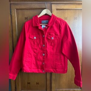 Torrid Red Denim Jacket Cropped Style